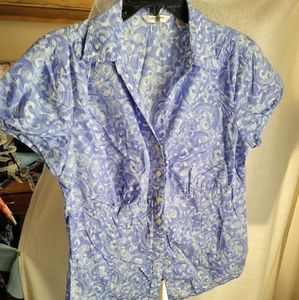 (2121) Liz Claiborne, New York,  Size L/G. Lilac & White. TOP, Blouse,Shirt